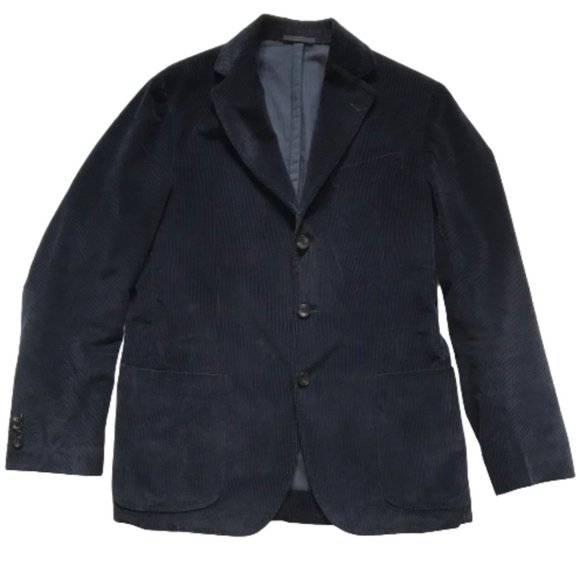 NWOT Santorio Napoli Three Button Sport Coat Jacket Mens 50 EUR 38 Blue Corduroy